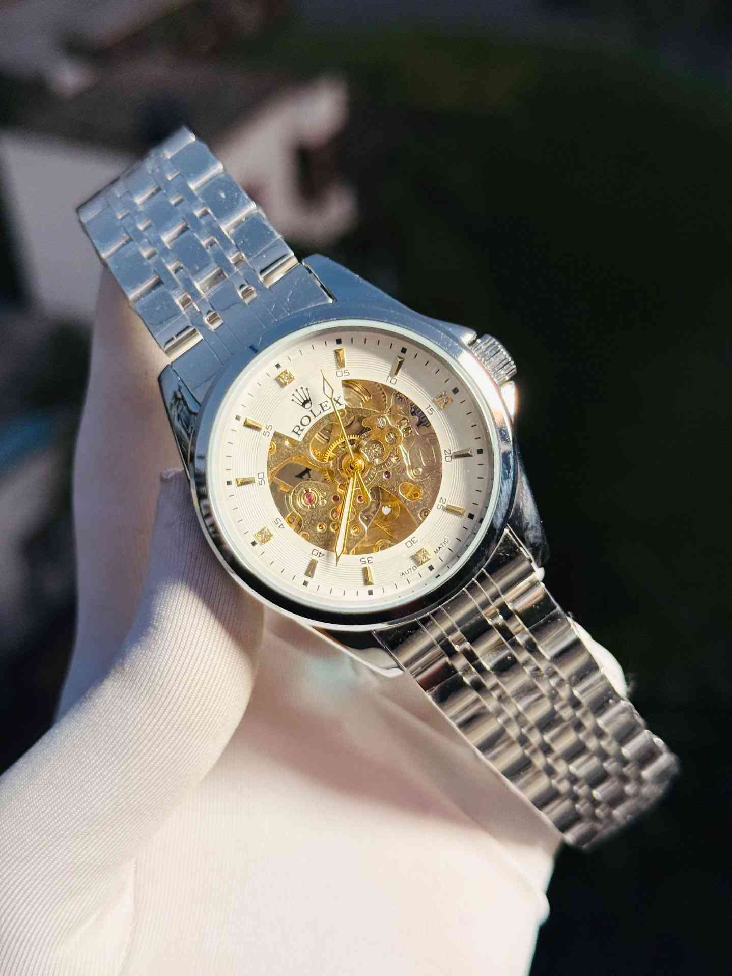 Rolex Luxury Men's Skeleton Automatic Watch Stainless Steel